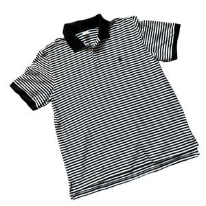 Black and White Striped Polo Shirt